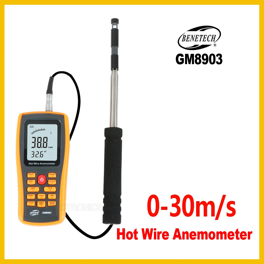 

Anemometer Handheld Wind Speed Gauge Temperature Measurement USB Interface Tool Measuring Instrument GM8903-BENETECH