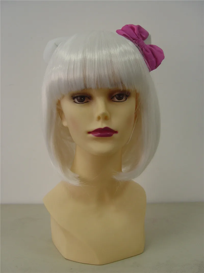 Fashional Synthetic Wigs Hello kitty Wig font b Style b font White Short BoBo Wigs 2014