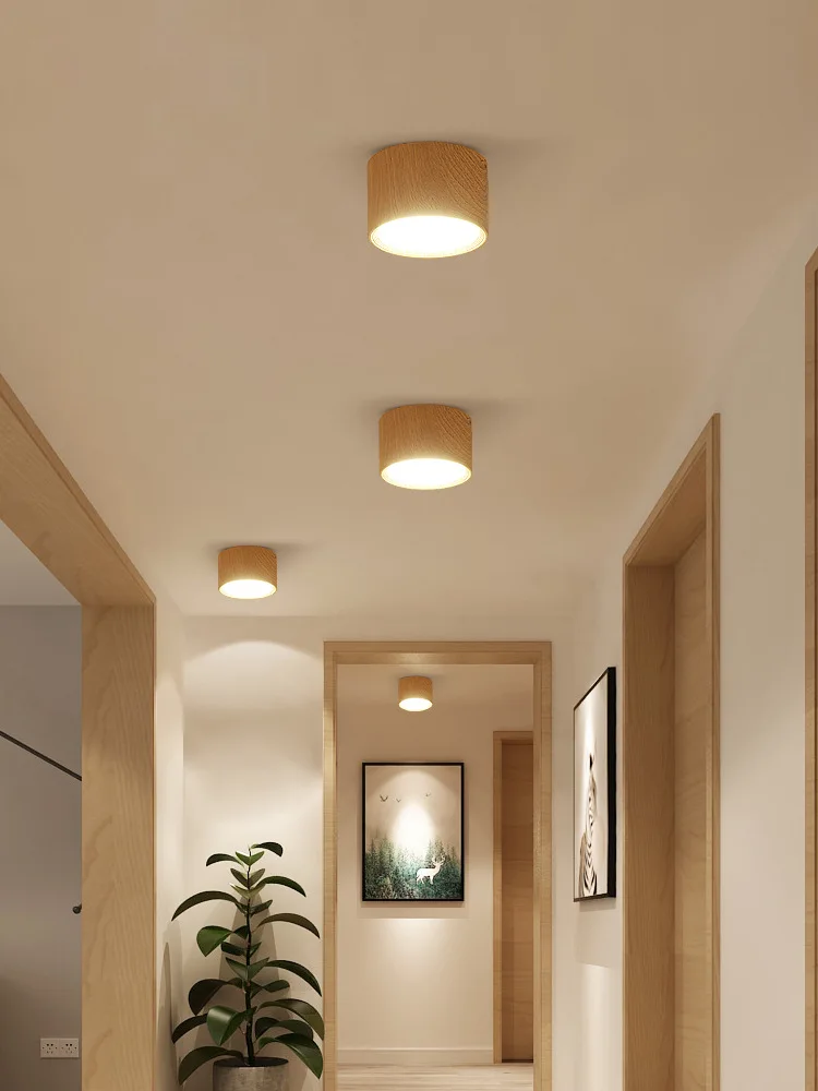 Скандинавский стиль shoot light Downlight светодиодные проходы потолочные лампы для гостиной подвесной потолок крыльцо Дерево Черный Белый
