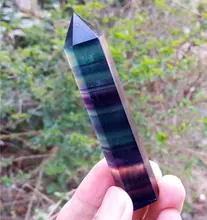 TOP 60g Natural fluorita CUARZO CRISTAL VARITA PUNTO SANACIÓN