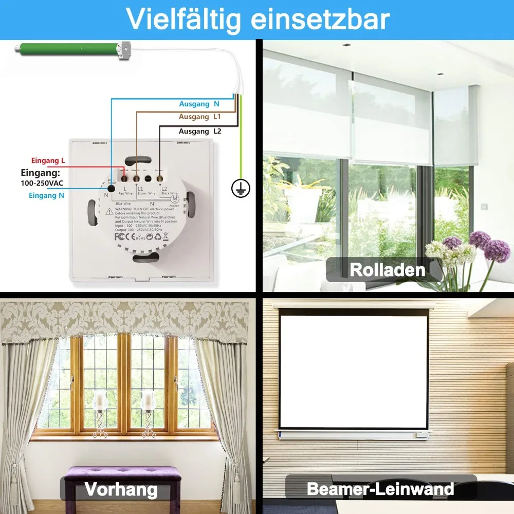 Tapparella per tende elettriche Smart WiFi Touch Switch controllo vocale Google Home Alexa Echo App Timer telecomando fai da te - immagine 5