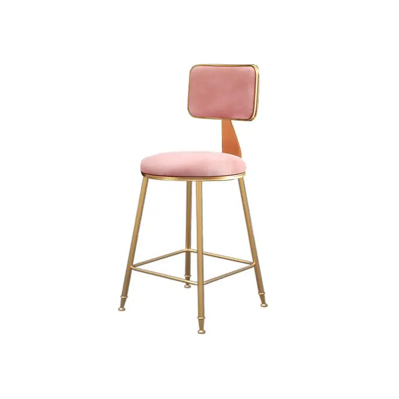 Кованый барный стул в скандинавском стиле, современный минималистичный домашний обеденный стул с спинкой, высокий стул для кафе, барный стул, барный стул - Цвет: 45cm  Style23