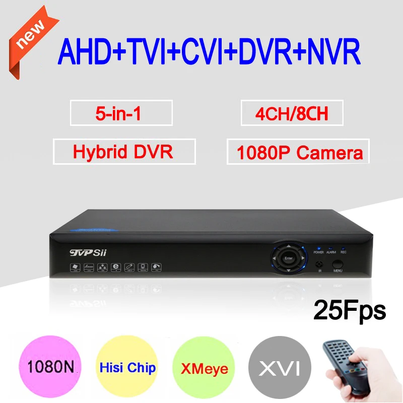 

Blue-Ray Hi3521A Metal Case 4CH/8CH 25fps 1080P/1080N/960P/720P 6 in 1 XVI Hybrid CVI TVi NVR AHD CCTV DVR Free shipping