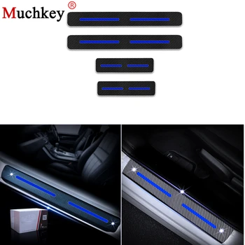 

4PCS carbon fiber vinyl sticker Car Door Sill Scuff Plate For Hyundai solaris tucson Auto Parts Accessories Stickers