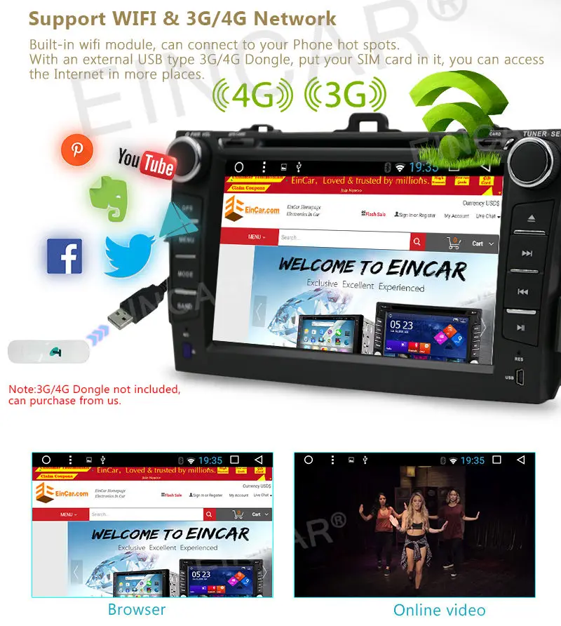 Excellent In Dash Car DVD GPS Navigation Wifi Radio Android 6.0 For Toyota Corolla 07-13 5
