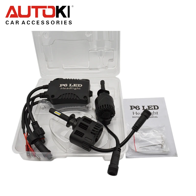 Autoki P6 Автомобильный светодиодный фары 90 Вт/заданная величина 9000LM H1 H3 H7 H11 9005 9006 9012 9004 9007 замена лампы светодиодный