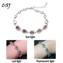 CSJ браслет из зултанита, Стерлинговое Серебро 925 пробы, Oval5* 7 мм, срезанный, сотканный, цвет, шанс, хорошее ювелирное изделие для женщин, подарок на свадьбу