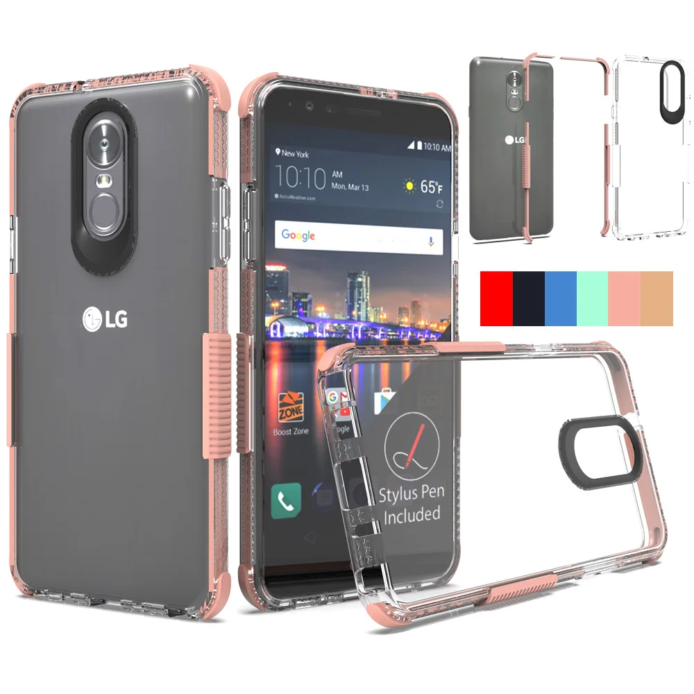 For LG Stylo 4/Q Stylus Plus Q710MS Slim Fit Transparent Clear Case Hard Acrylic Back TPU Edge Anti Drop Scratch Resistant Cover | Мобильные