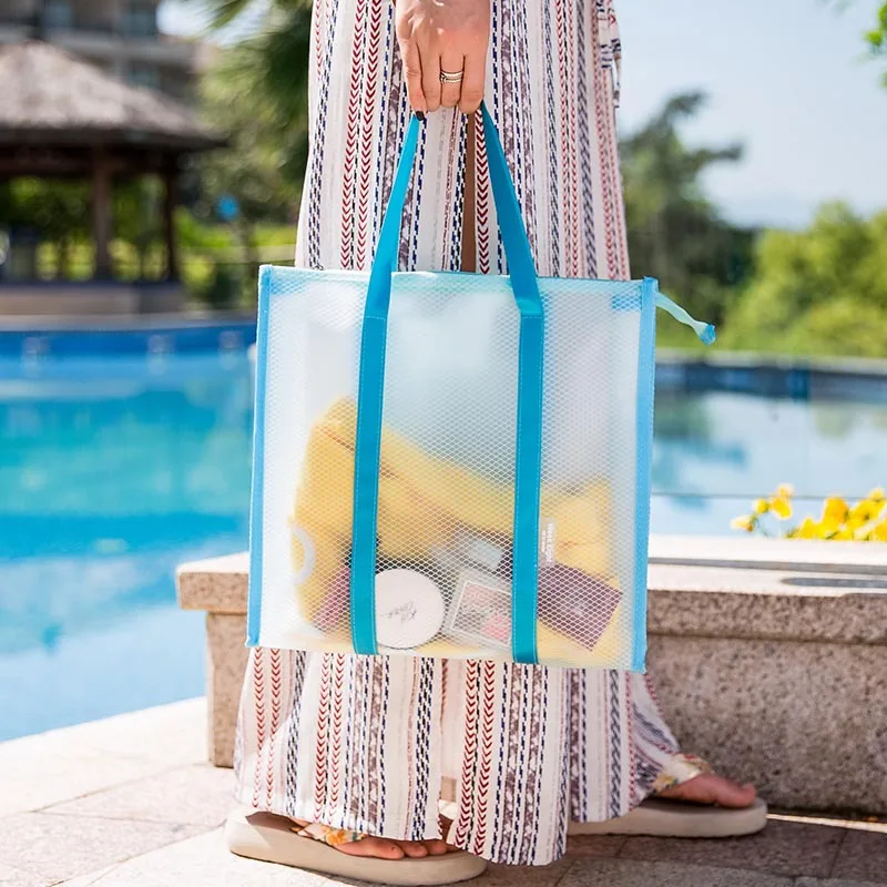 Women's Portable Handkerchief Mesh Waterproof Wash Bag Female Large Capacity Summer Beach Swimwear Storage Swimming Bags