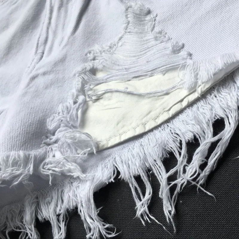 Лето 2019 белые шорты с высокой талией женские хлопковые повседневные сексуальные рваные джинсовые шорты женская уличная одежда в Корейском