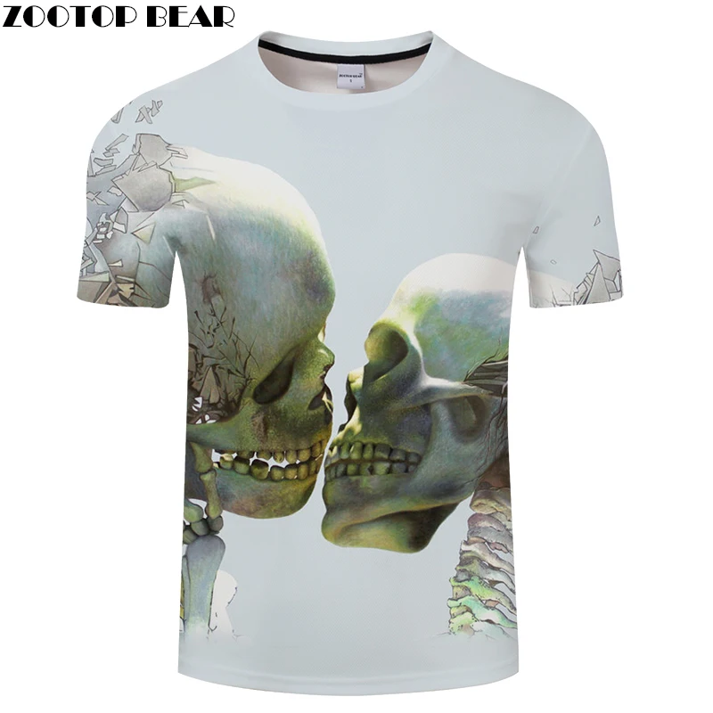

Double Skull 3D Print t shirt Men Women tshirt Summer Funny Short Sleeve O-neck Tops&Tees Camisetas Loose Drop Ship ZOOTOP BEAR