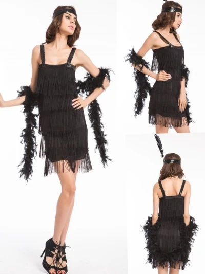 Ladies Charleston Flapper Costume 20s 30s All That Jazz Fancy Dress Adult Outfit
