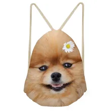 Funny Dog Pomeranian Print Boys Girls Drawstrings Bags Casual Children Backpacks Softback Students Beach Sack BagsSumka