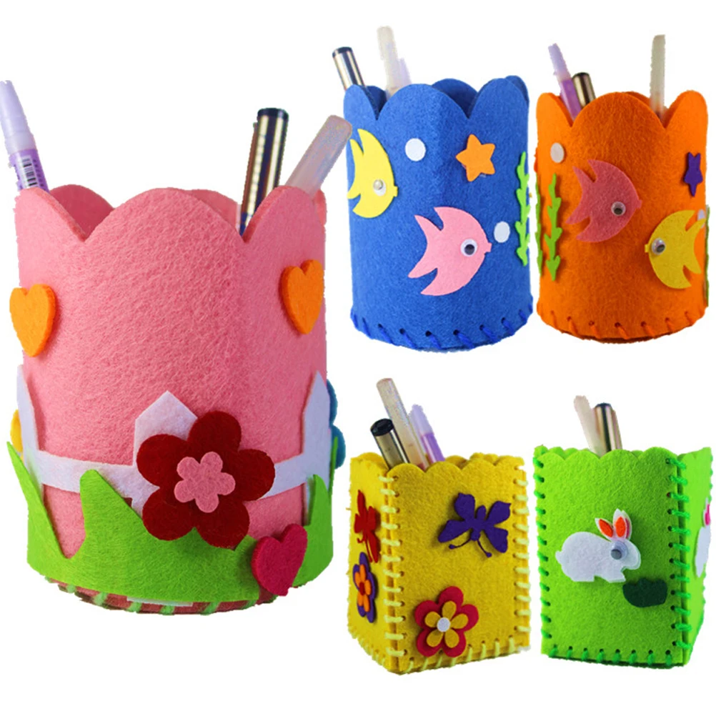 Creative DIY Pencil Holder Kids Craft Toy Cute Handmade Pen Container