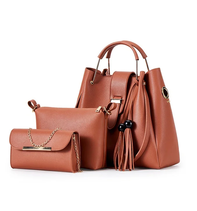 

Miyahouse 3-Piece Set Women Handbag Solid Color Pu Leather Shoulder Bag Fashion Simple Style Female Travel Messenger Bag