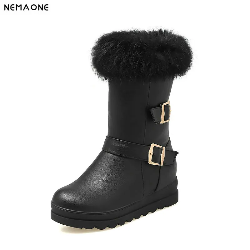 

Women snow boots new style lady fashion buckle shoes outside good quality shoes slip on winter warm boots plus size 43