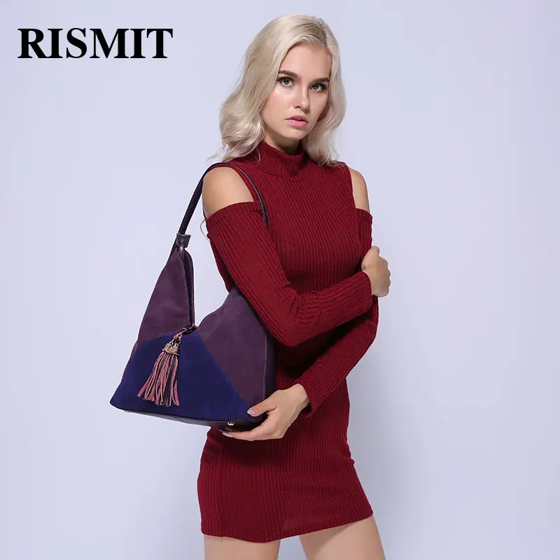 RISMIT женская сумка из натуральной замши с разрезом на плечо Женская Повседневная