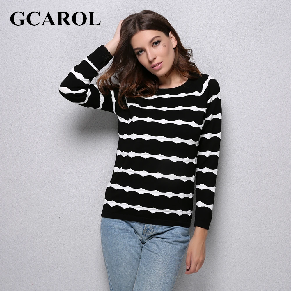 GCAROL New Arrival Wave White Striped Women Sweater 