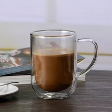 350 мл, двойное стекло, Европейский стиль, простая стеклянная кофейная чашка, большая емкость, термостойкая прозрачная стеклянная чашка для молока, завтрака