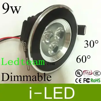 

9w Led Down Light Dimmable Led Fixture Ceiling Light Black Shell Cool Natural Warm White 60Angle 90-260V 3 years warranty