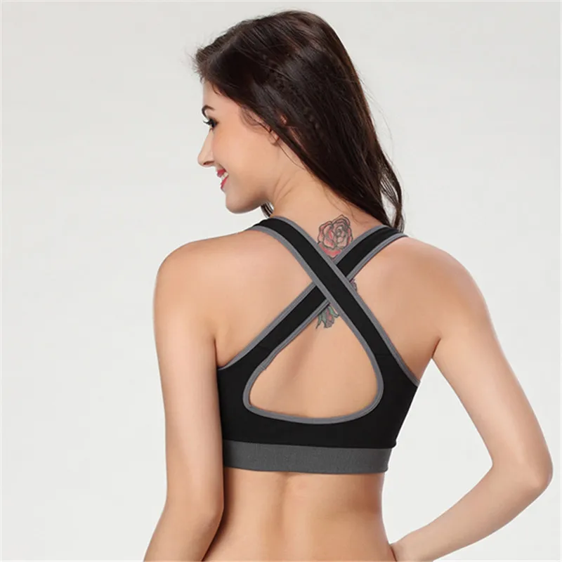 New Arrival Women Girl Stretch Athletic Sports Bras Sexy Tank Top Seamless Racer Back Fitness Bra k5