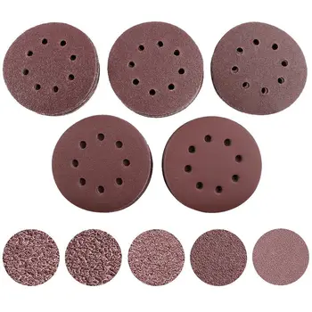 

Hot 100x Discs sanding 125mm Paper Abrasive emeri sander paper glass grain 40/60/80/120/240 sheet Polishing furniture Retail