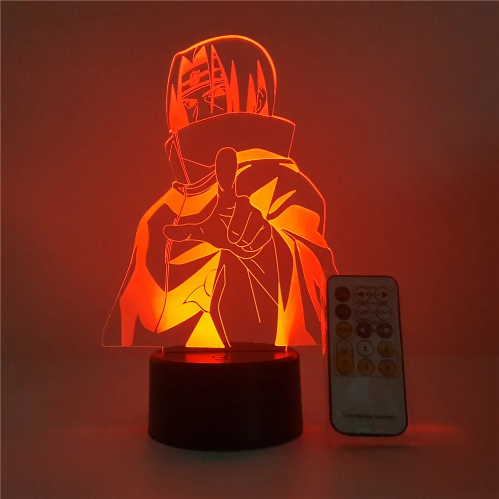 Фигурка Наруто Uchiha Itachi светодиодный 3D ночник изменяющийся акриловый визуальная
