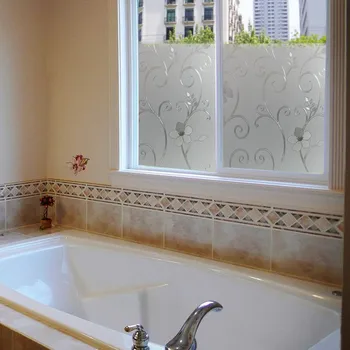

Frosted UV Static Cling 3D 60cmx3m/pc Transparent Wrought Iron Flower Sunscreen Bathroom Frosted Stained Window Glass Sticker