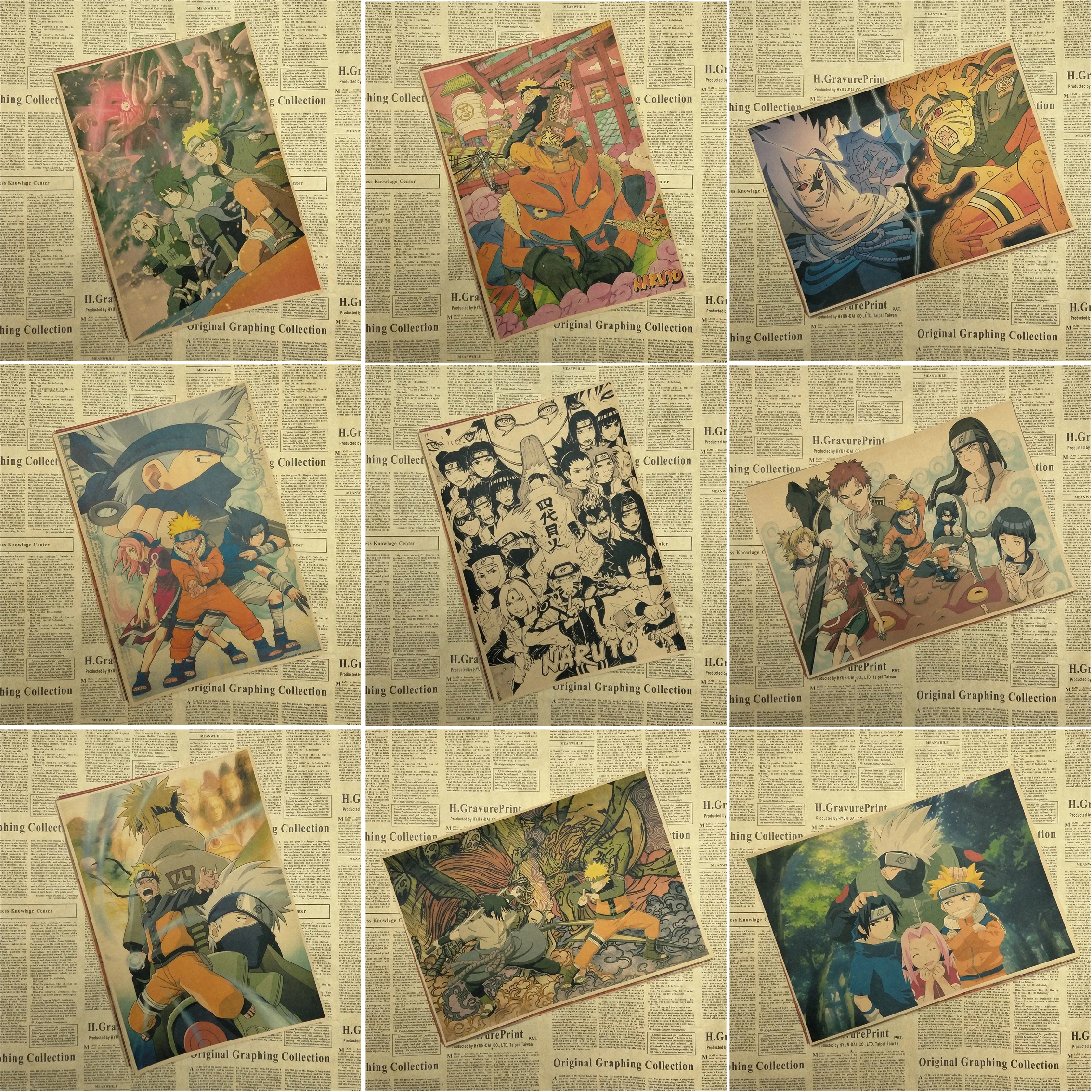 

Naruto Vintage Retro anime poster anime Posters Uzumaki Poster Piece Bar Cafe Home Decor Wall Sticker