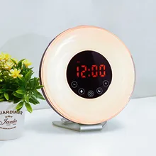 Gosear Wake Up Light Sunrise Sunset Simulator Digital Alarm Clock Colored LED Night Light with Snooze Function and FM Radio