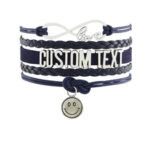 Прямая Браслет «бесконечность» на заказ цвет текста кожаный шнурок браслет улыбающееся лицо Рождественский подарок