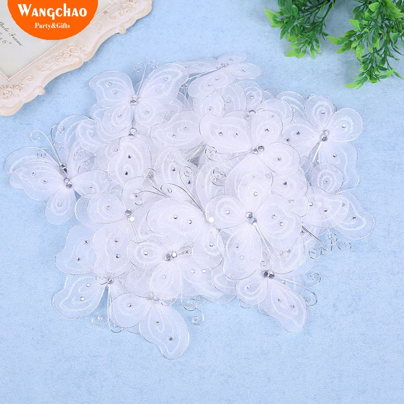 

12pcs/lot 10cm White Butterflies Butterfly Accessories Rustic Wedding Decoration Party DIY Decorating Baby Shower Kids Gift