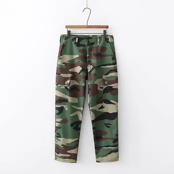 

self-cultivation wild long-sleeved pocket camouflage shirt jacket women Classic retro jungle combat camouflage canvas pants