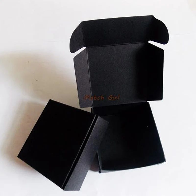 100 шт./лот, 350gsm крафт-бумага, хорошая Подарочная коробка, белая/черная/крафт-упаковочная коробка, размер samll - Цвет: Черный