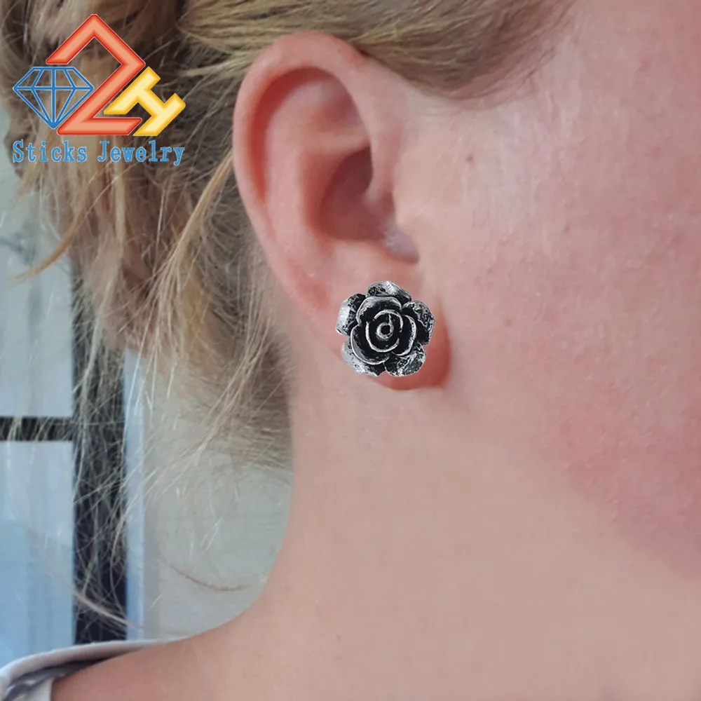 Earring Pack Jewelry Mixed Lots Resin Rose Flower Stud Earrings Fluorescent Colors of Roses Earrings for Women Gift