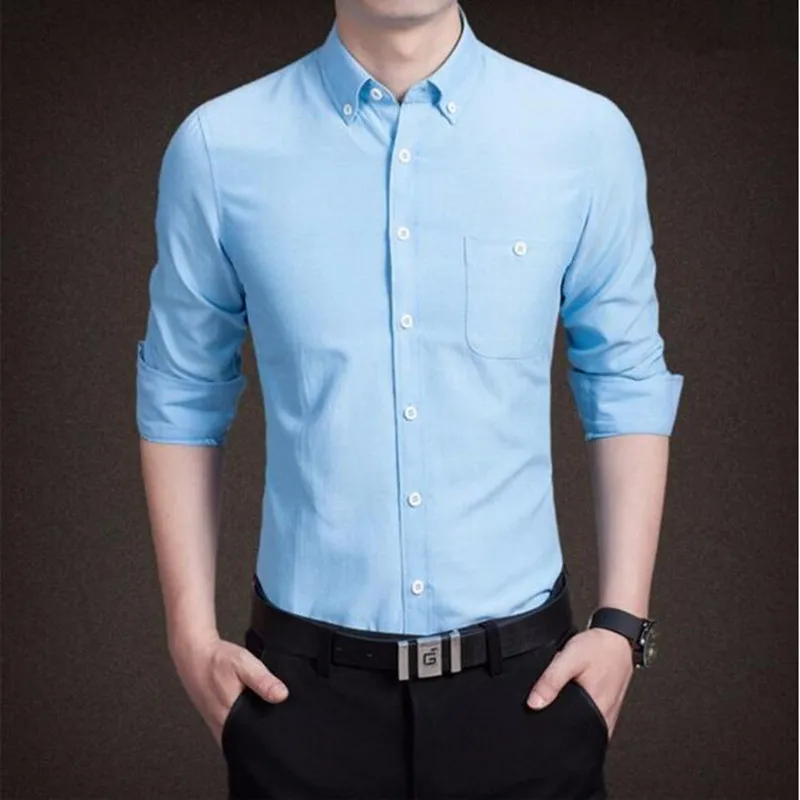 custom men shirts casual work shirts long sleeve solid men dress shirt