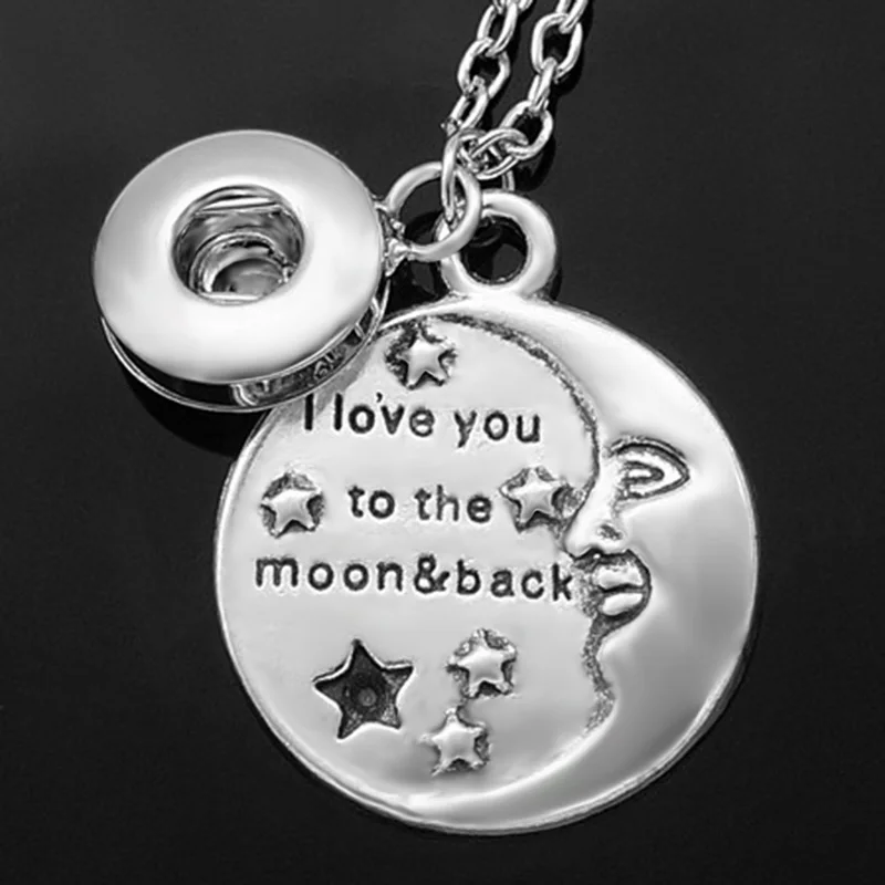 

NEW DJ0040 Charm "I love the moon and back"Chain Snap necklace fit DIY 12MM&18MM snap buttons jewlery wholesale