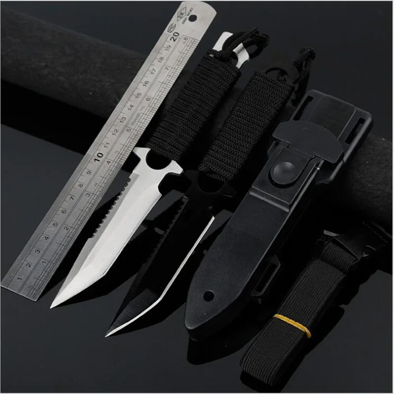 Outdoor Stainless Steel Hunting Straight Knife Scuba Diving Fixed Blade