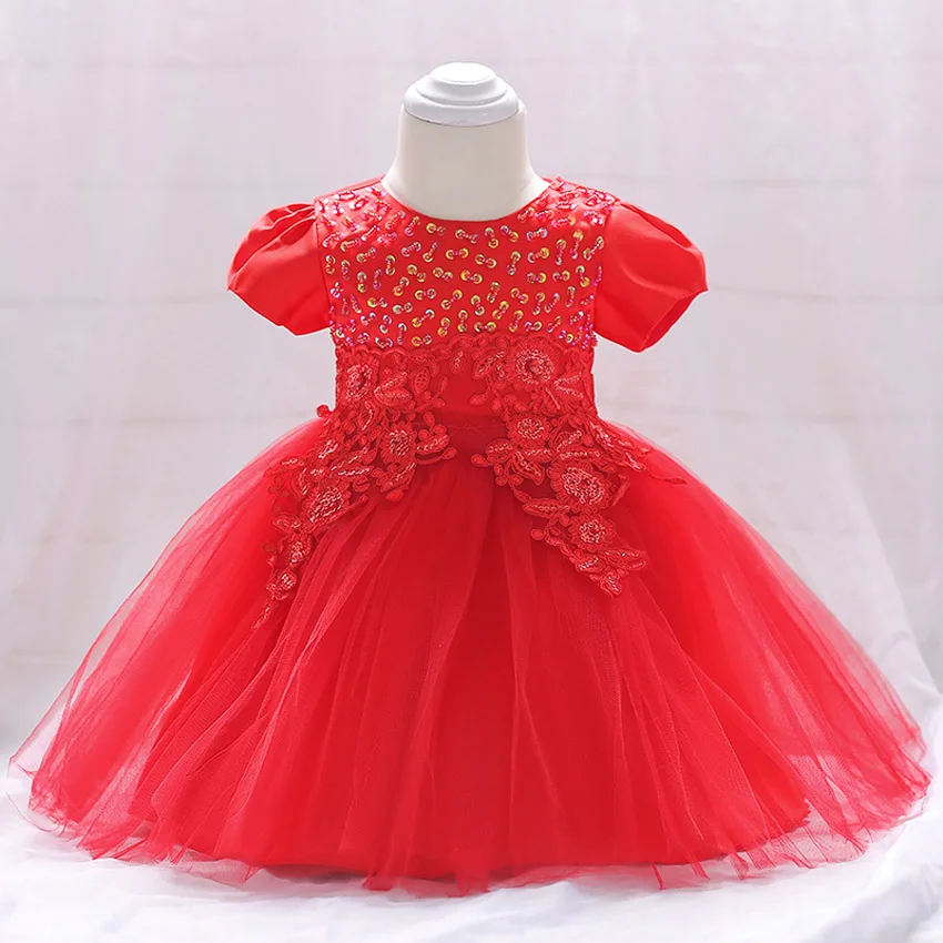 Платье для новорожденной девочки, вечерние платья для свадьбы, мой костюм для первого дня рождения, крестильное платье принцессы для малышей, подарки - Цвет: L1865XZ Red