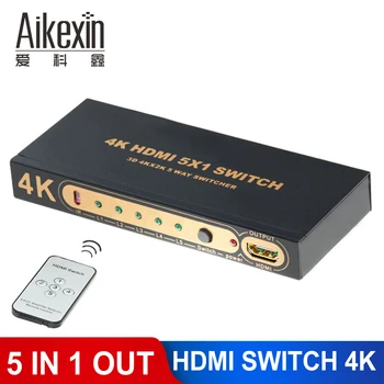 

Aikexin 5 port HDMI Switcher 5x1 IR Remote Control support 1080P 4Kx2K 5 input 1 output switch hdmi 5 to 1 switcher