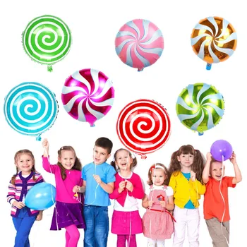 

KAMMIZAD 50pcs 18'' windmill foil balloon cute Lollipop helium ballon globos babyshower birthday balloons wedding party decor