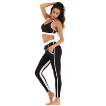 Для женщин костюм для фитнеса и йоги комплект цвет: черный, синий с низким вырезом на спине из сетчатого материала Спортивный жилет бюстгальтер высокого эластичные леггинсы для тренировок в тренажерном зале набор одежды для йоги