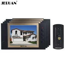 JERUAN Home 8 inch LCD video door phone doorbell record intercom system 4 house + waterproof IR Night vision pinhole Camera