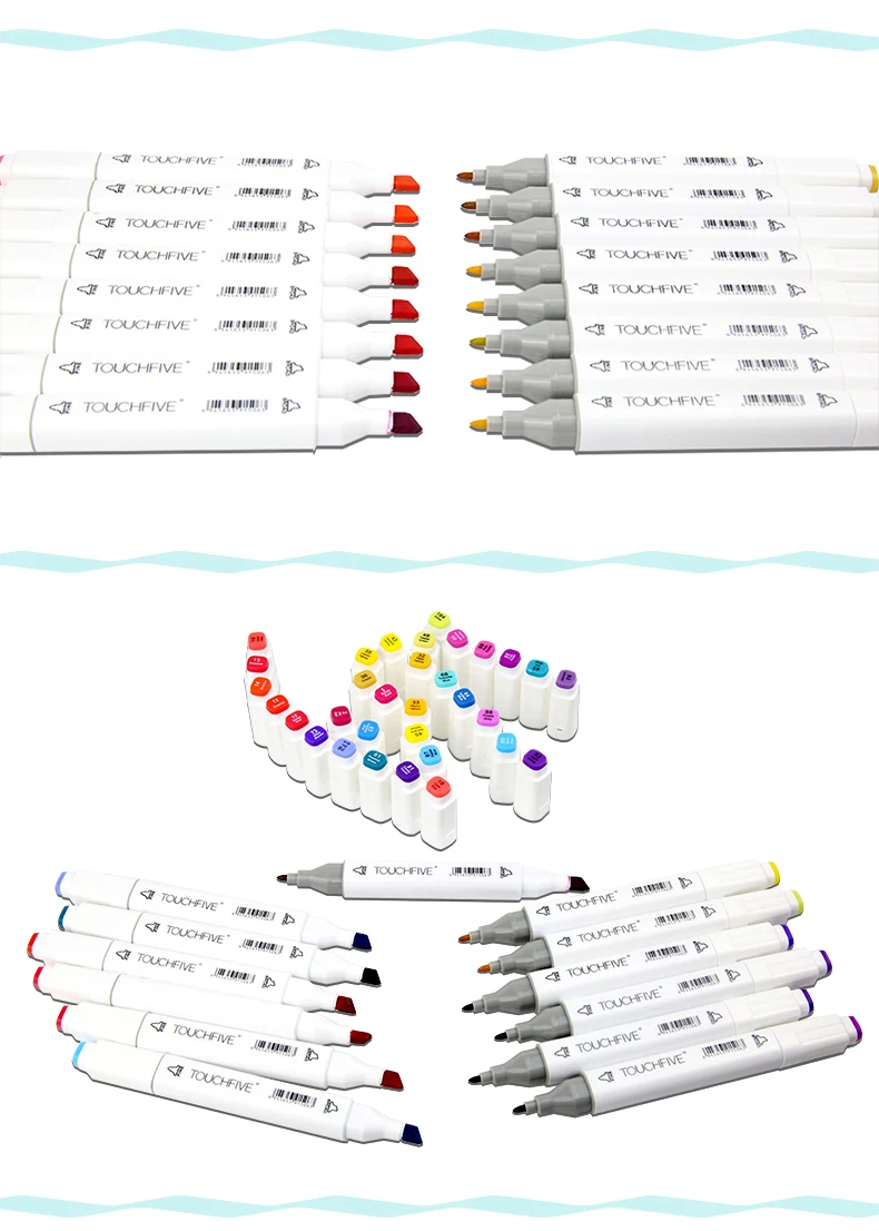 TOUCHFIVE 168 цветов одиночные художественные маркеры Кисть ручка эскиз на спиртовой основе маркеры двойная головка манга ручки для рисования товары для рукоделия