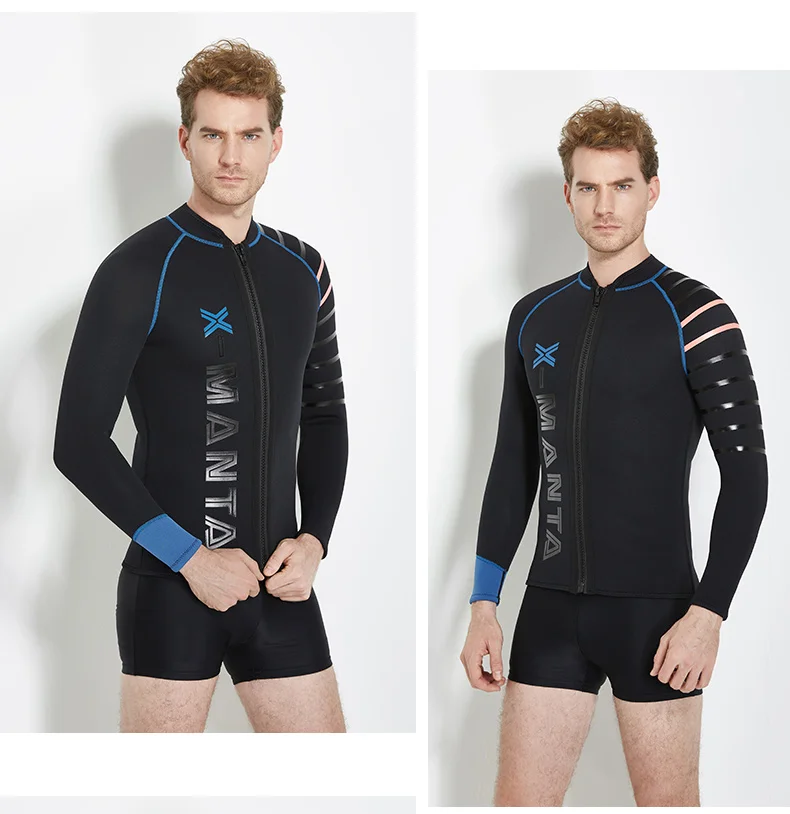 DIVE& SAIL, 3 мм, Неопреновая куртка с длинным рукавом для подводного плавания, мужской раздельный костюм для мокрого плавания, зимний гидрокостюм для водного спорта, плаванья, серфинга, Теплые Топы, гидрокостюм