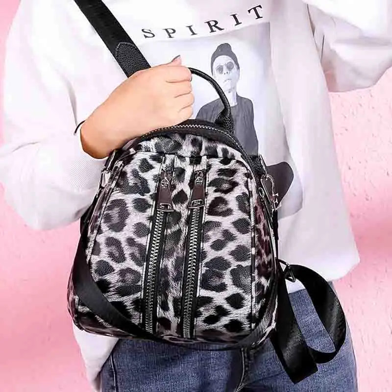 

Female Travel Backpack Women's Small Casual Bag Ladies Retro Leopard Bagpack Fashion Lady Bags Women Vintage Sports Backpacks