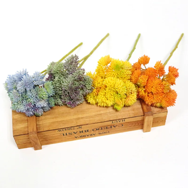 Flone Soft Rubber Artificial Rice Tsai Ball Fruit Hydrangea Simulation Fake Flower Real Touch Succulent Plant Party Family Decor (7)