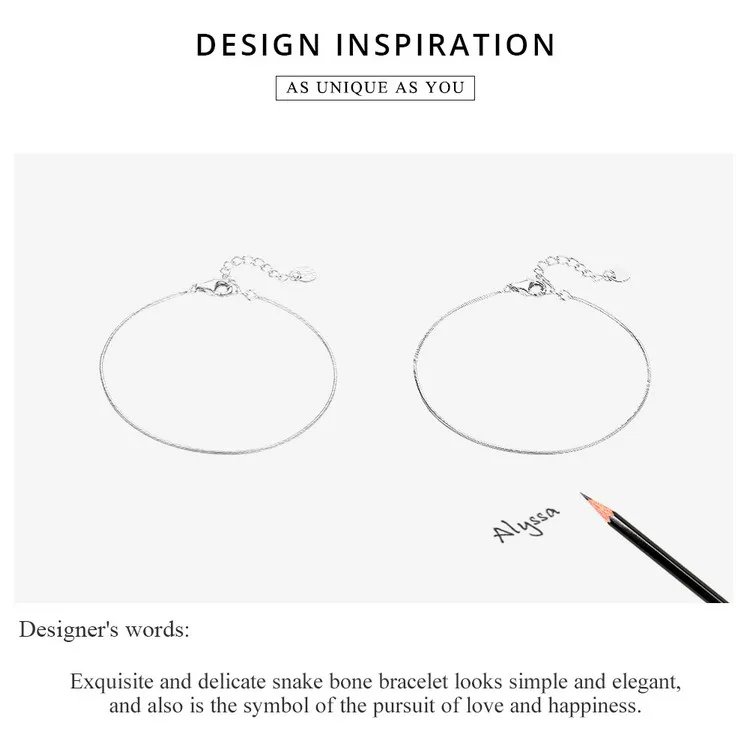 WOSTU Настоящее 925 пробы Серебряный Простой браслет Нежный Змеиный браслет для женщин Свадебные модные ювелирные изделия CQB153
