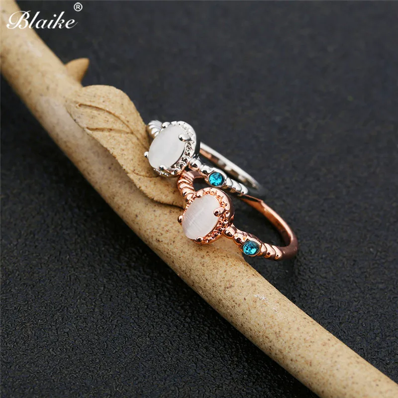 

Blaike Minimalist Oval Moonstone Rings For Women 925 Sterling Silver Filled/Rose Gold Filled Birthstone Jewelry Valentine Gifts