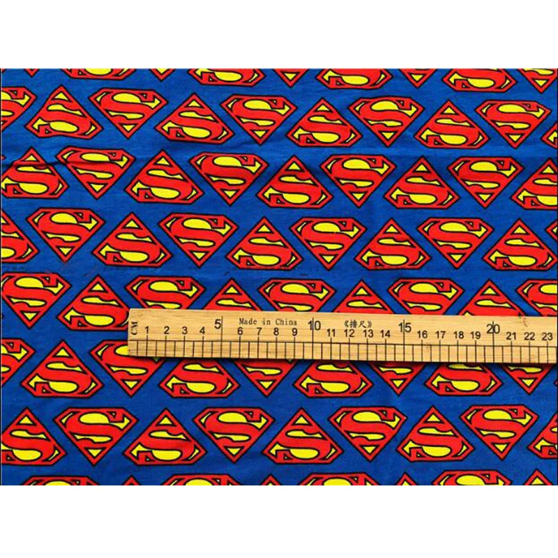 Новинка лайкра ткань мультфильм Мстители Супермен хлопок/лайкра трикотажная ткань стрейч принт Супермена Ткань DIY шитье футболка одежда